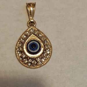 New Without Tage Elegant Gold Plated Blue Evil Eye Pendant